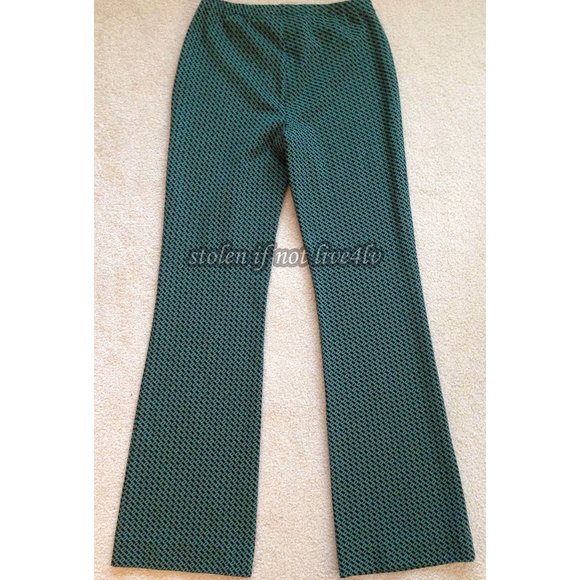 $598 NWT Auth Diane von Furstenberg Caspian green black link print pants mfg S - Picture 5 of 7